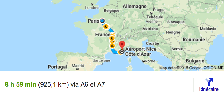 Private transfer from Paris to Nice with driver and car