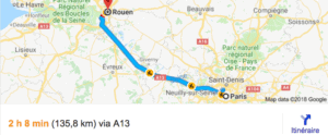 distance entre rouen et tours