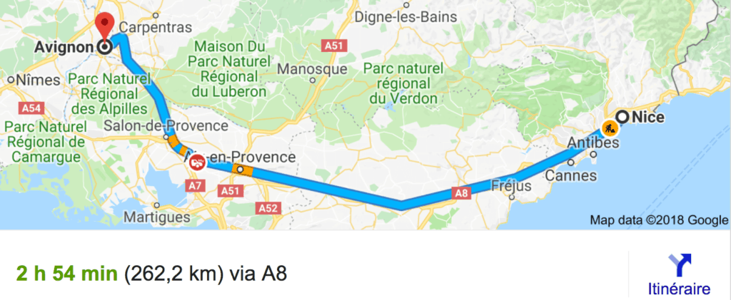 Trajet valence nice