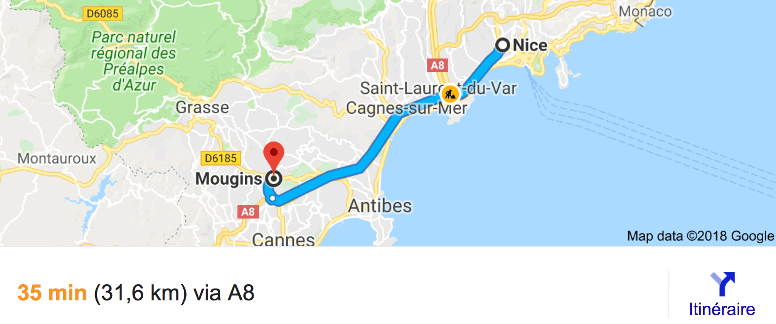 Private transfer from Nice to Mougins with Driver and Car