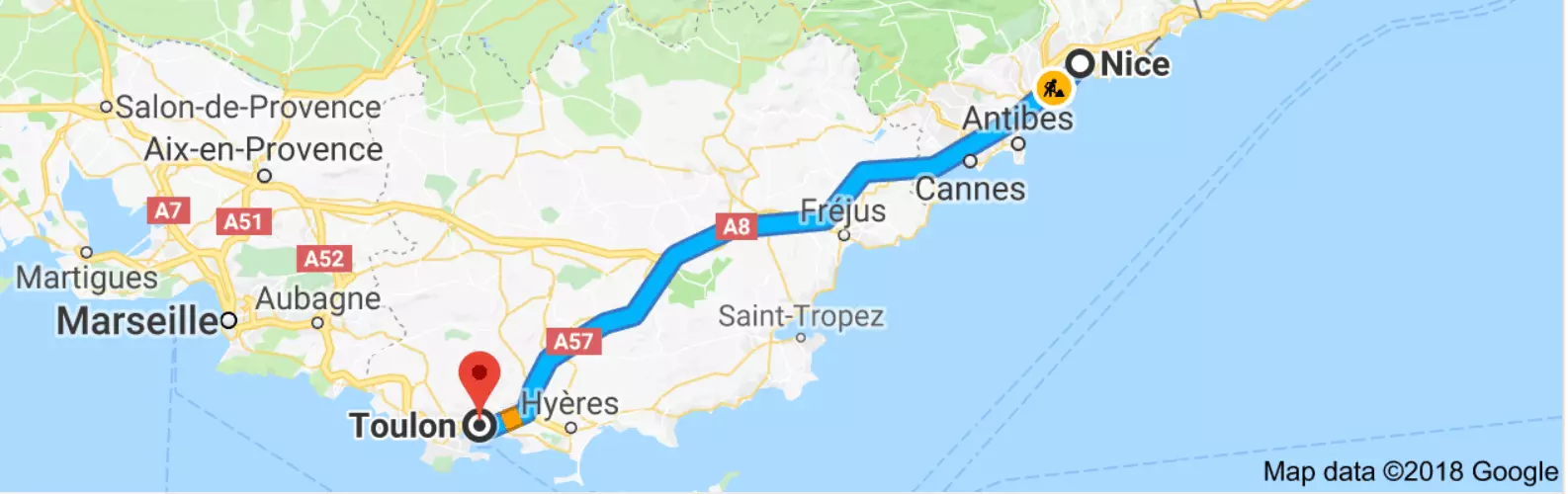 travel from nice airport to toulon