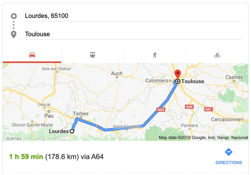 transfer lourdes toulouse