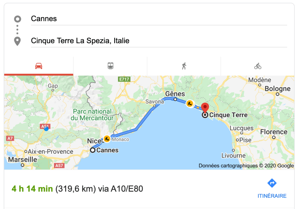 transfer cannes cinque terre