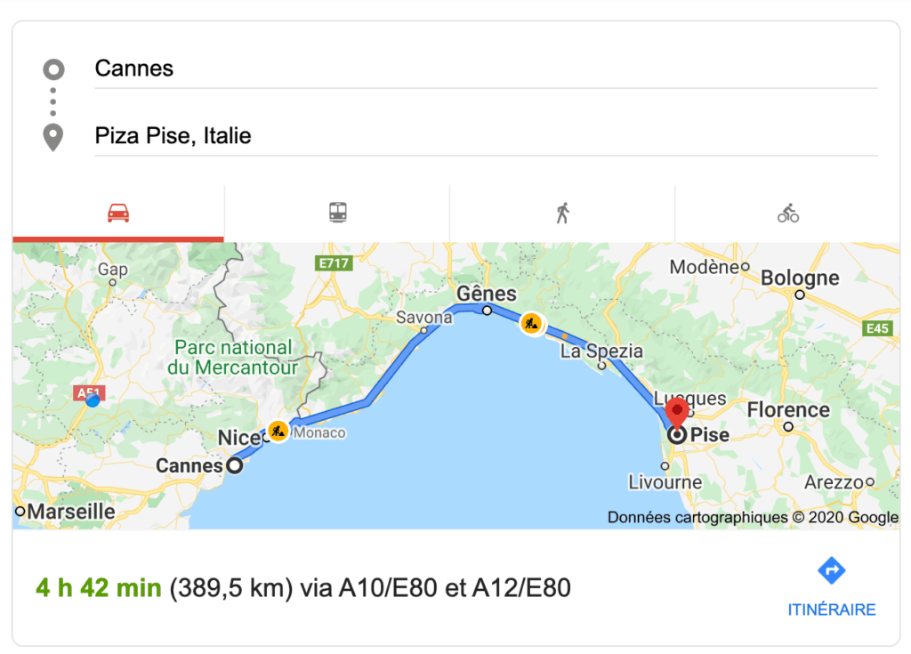 transfer cannes piza