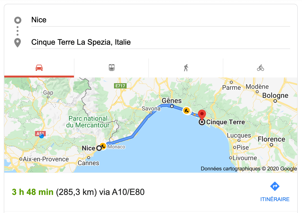 Private transfer from Nice to Cinque Terre with Driver and Car